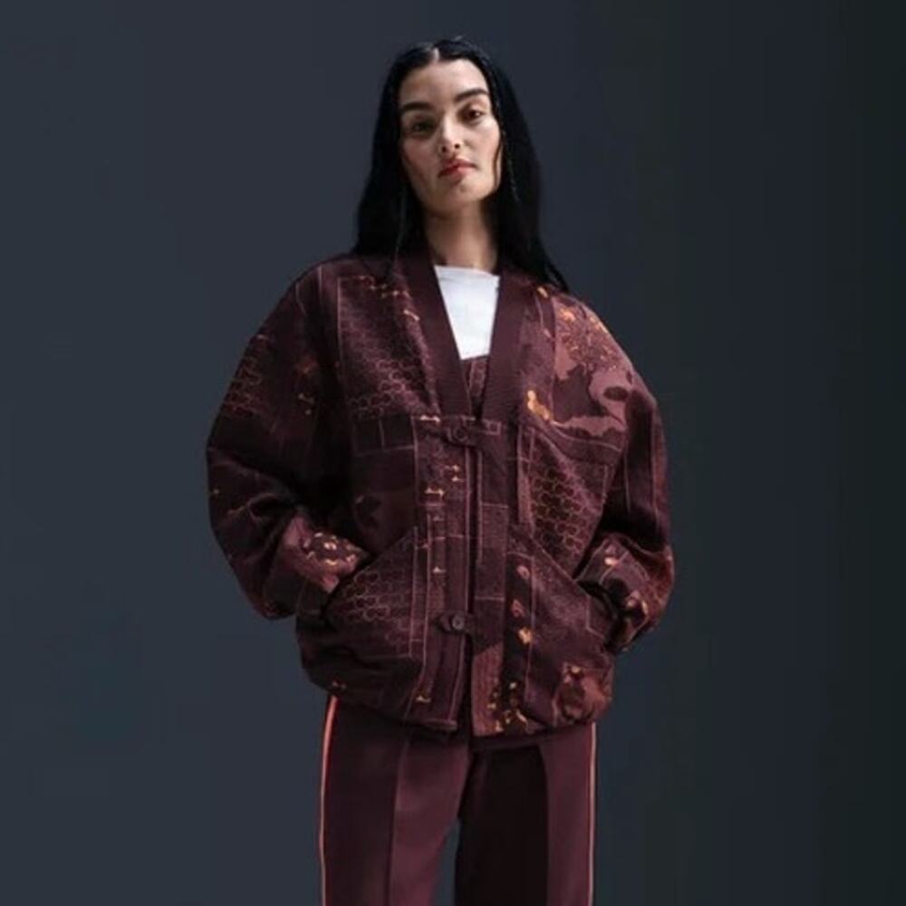 NEW Nike x Naomi Osaka Jacquard Kimono Jacket Burgundy Crush Streetwear Luxe Sm - Picture 2 of 16